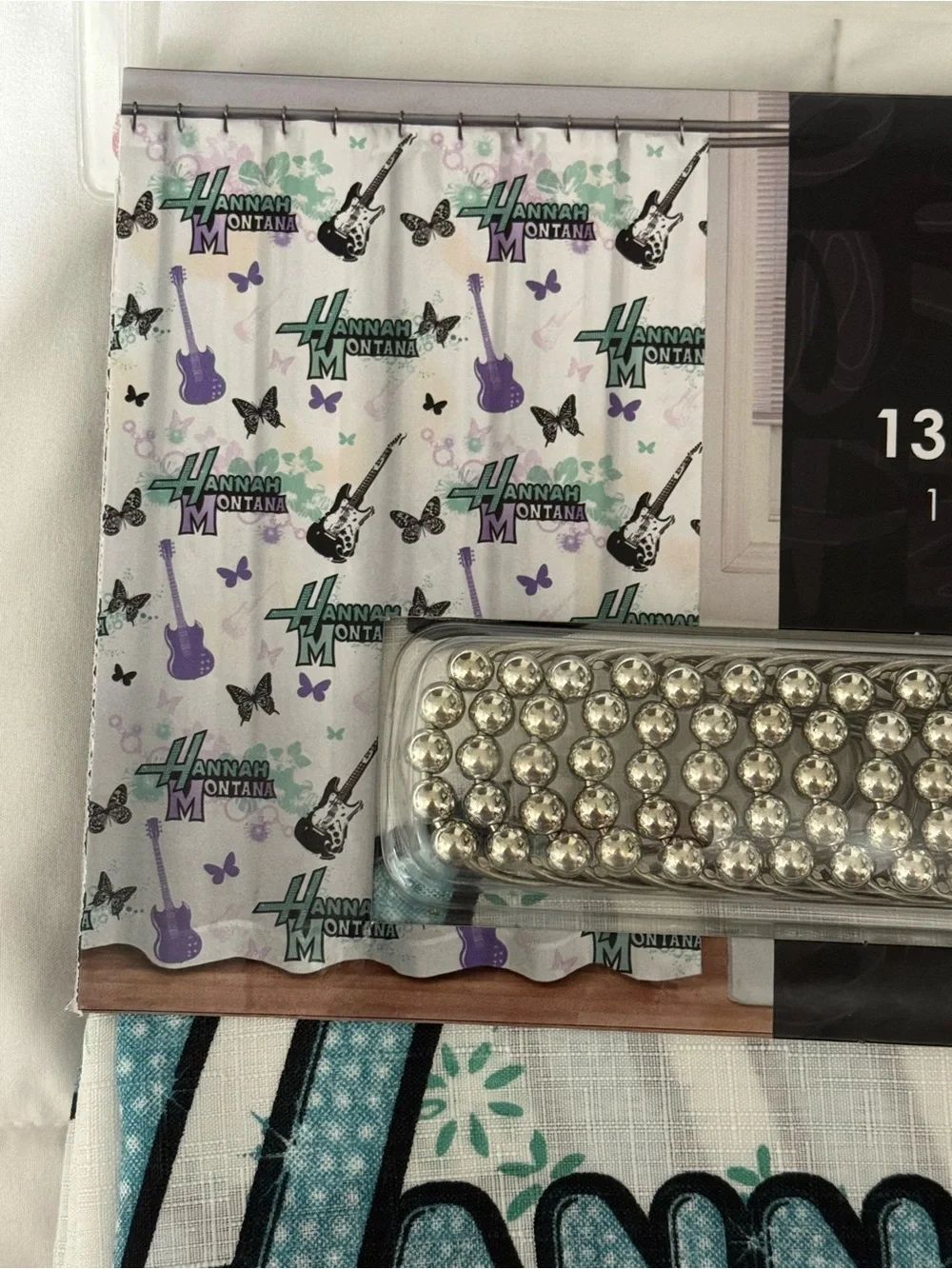 Disney Hannah Montana 13PC Shower Curtain Set - Teal, Black, White
